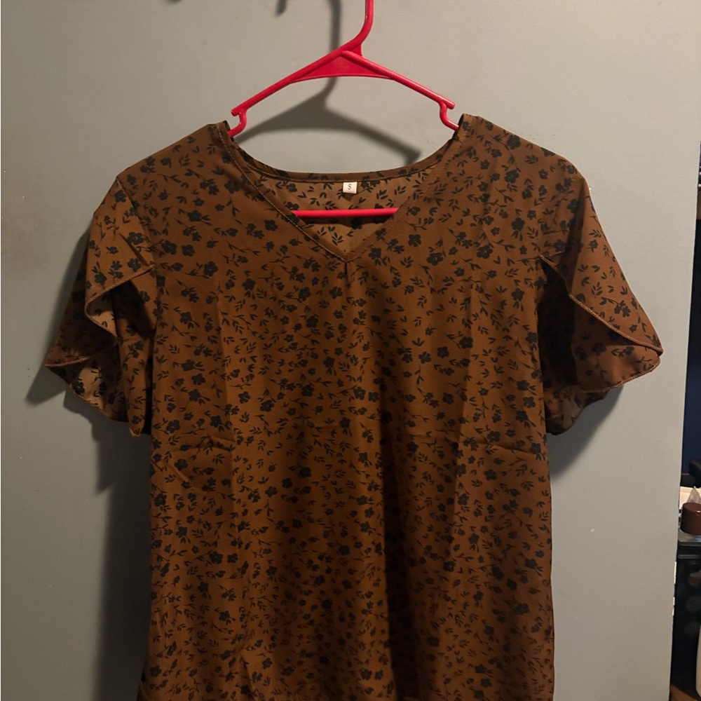Elegant Brown Floral Blouse for Women